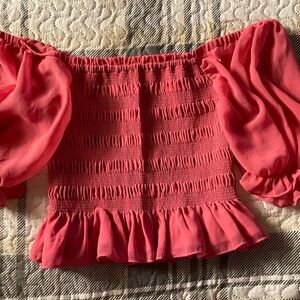 Wayf Coral Off-Shoulder Blouse